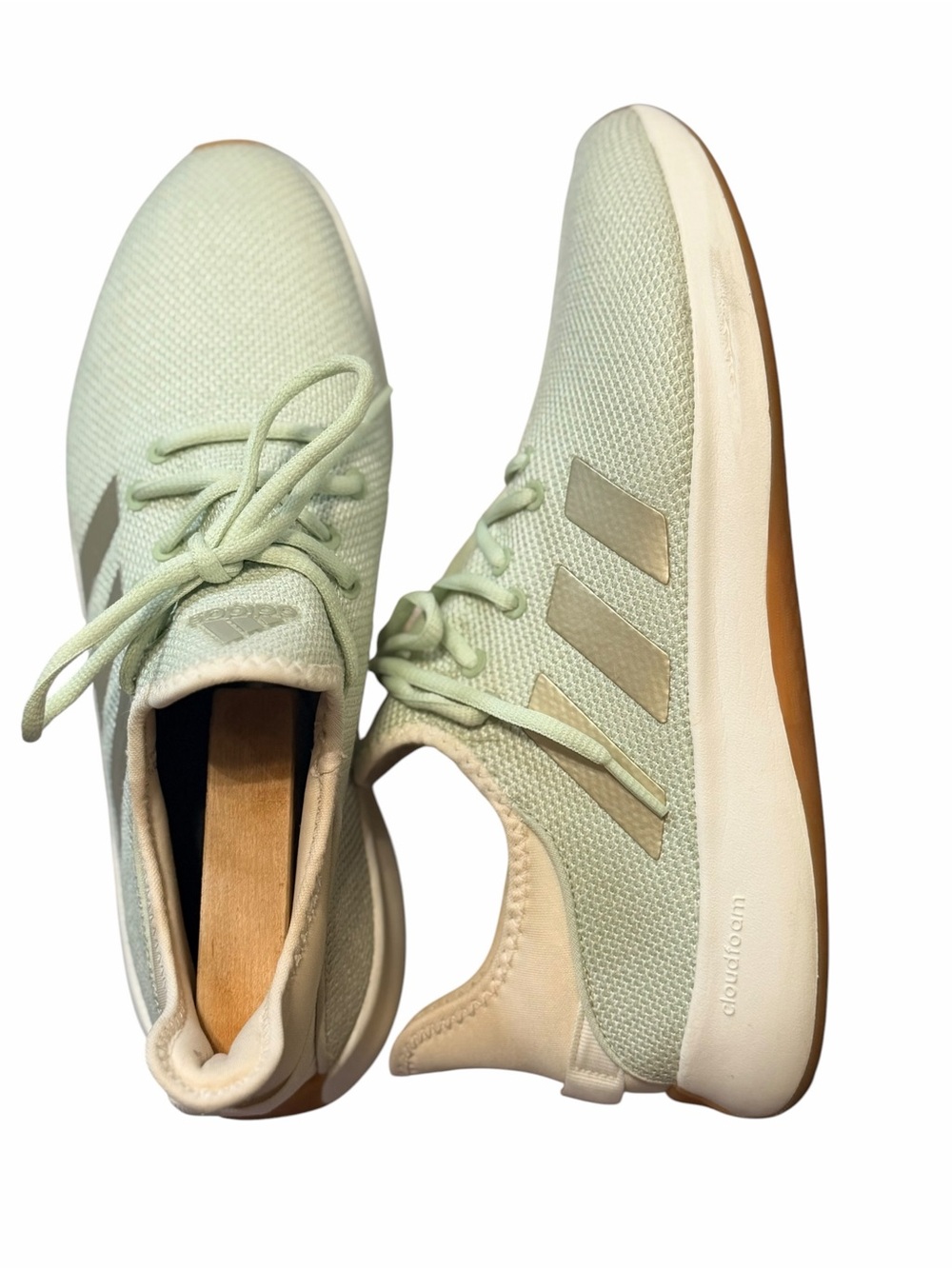 Adidas Cloudfoam Plus Sneakers Women 9 Mint Green Good Mesh Gum Sole F34975 - Picture 3 of 6